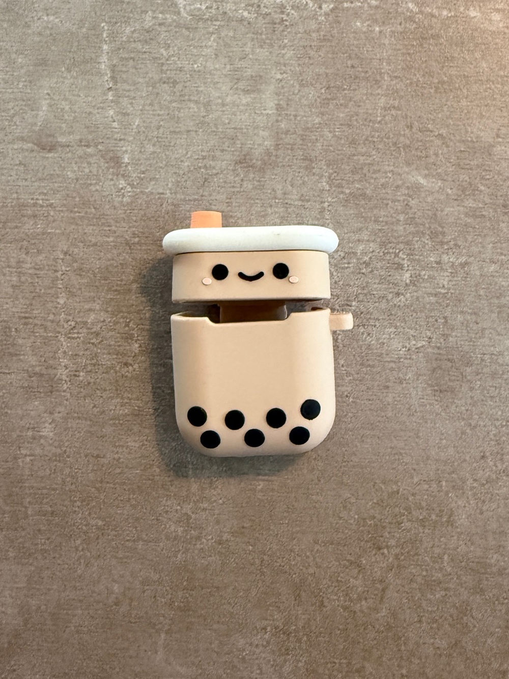 Peach Bubble Tea Silicone Earbuds Case for Kids